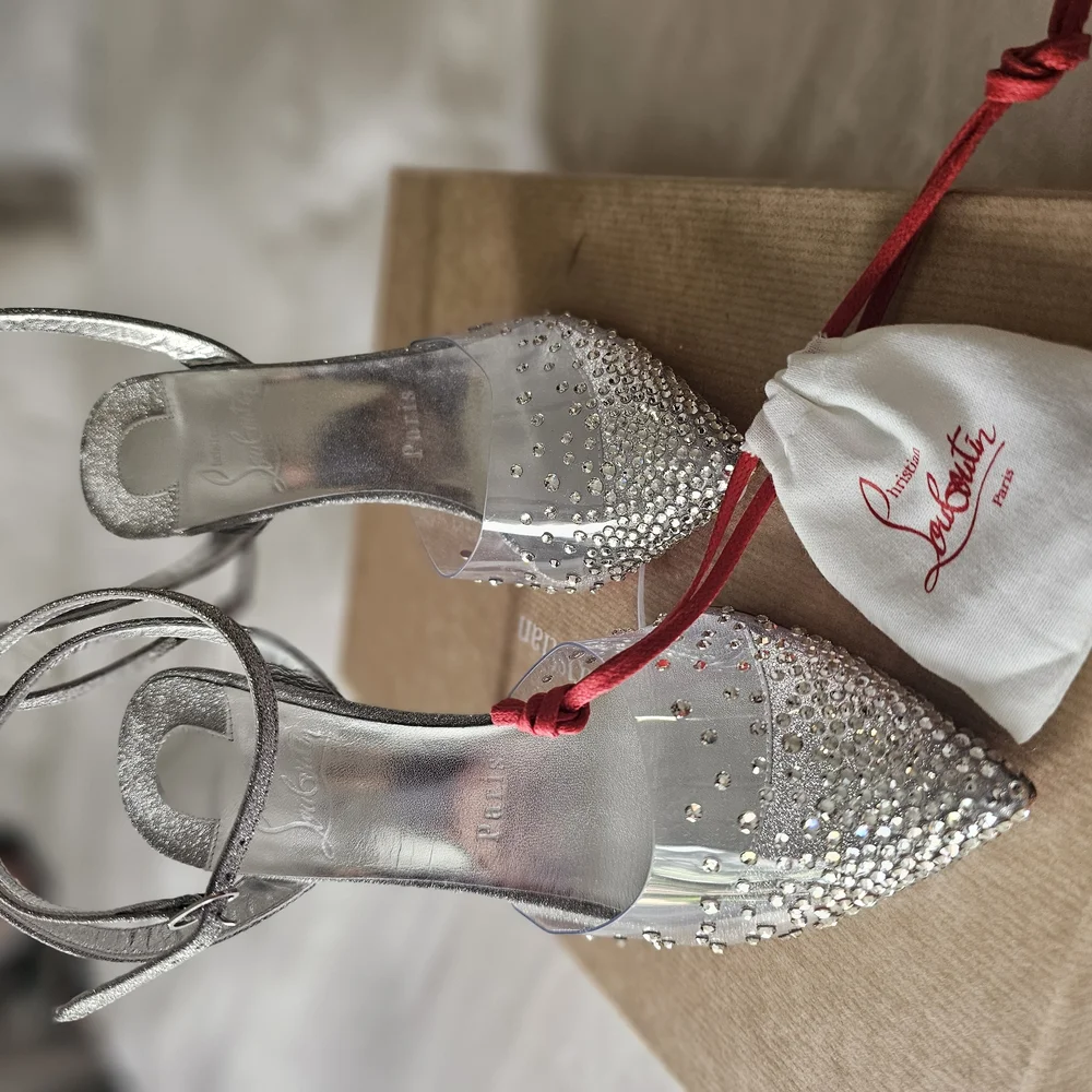 Christian Louboutin Silver Stiletto Heels - Picture 6 of 8